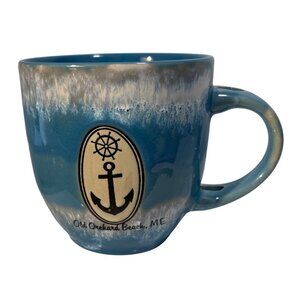 Old Orchard Beach ME Souvenir Mug Coffee Cup Blue Ceramic Mug Anchor No Spoon